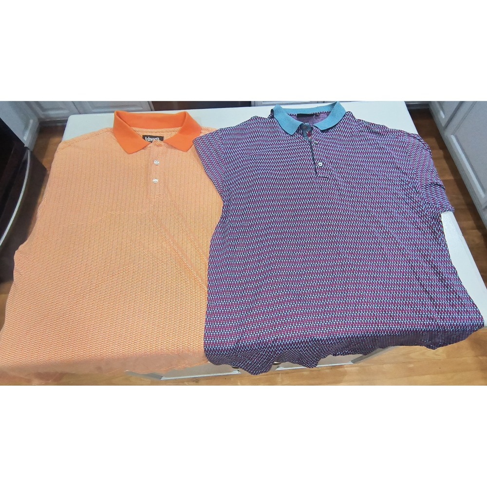 Mens Golf Polo Shirt Bundle Ashworth Bobby Jones Collection Orange Burgundy XL